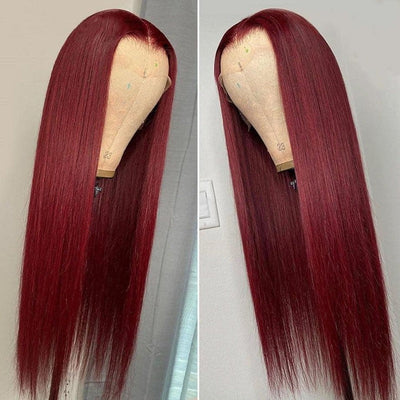 99J Straight Wig 13x4 Burgundy Lace Front Human Hair Wig