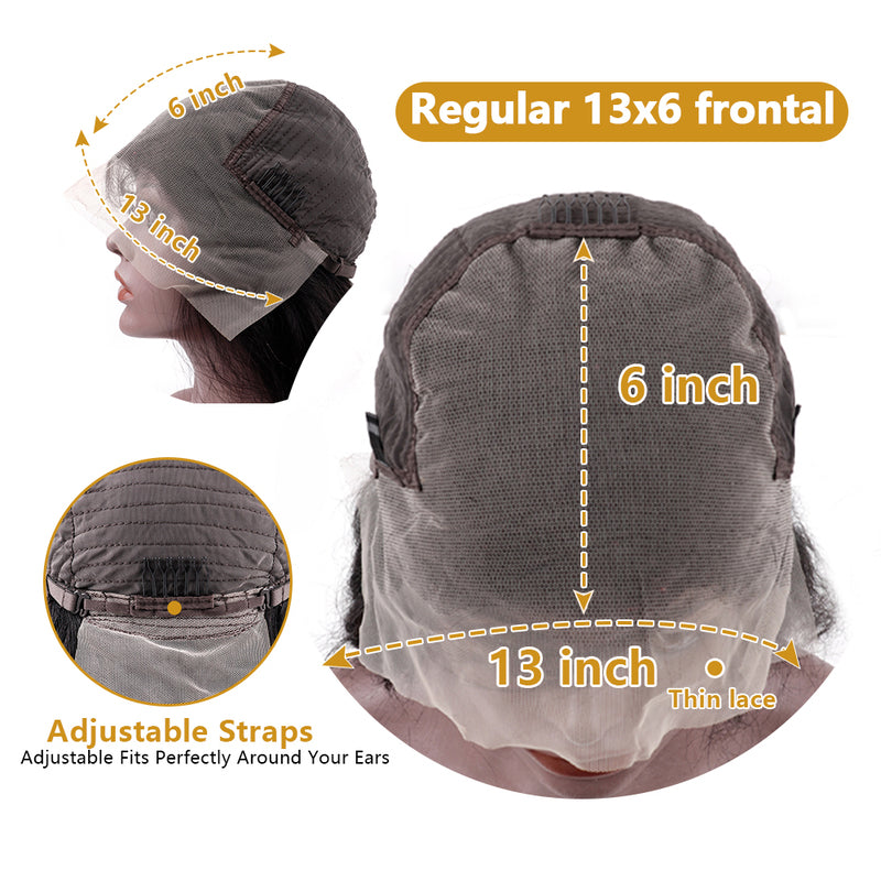 Perruque frontale en dentelle transparente HD Body Wave 13x6, cheveux humains pré-épilés