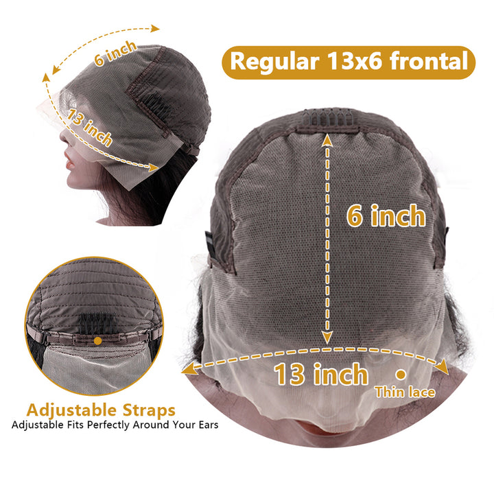 Perruque frontale en dentelle transparente HD Body Wave 13x6, cheveux humains pré-épilés