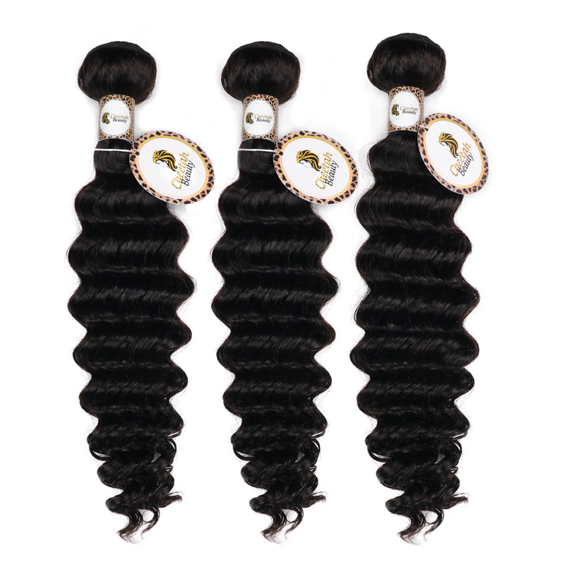 10A Deep Wave Bundles With 360 Lace Frontal 100% Human Hair Extensions