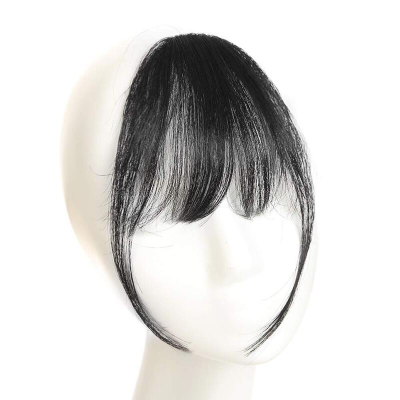 Clip in Bangs Human Hair Wispy Bangs Fringe with Temples Hairpieces for Women