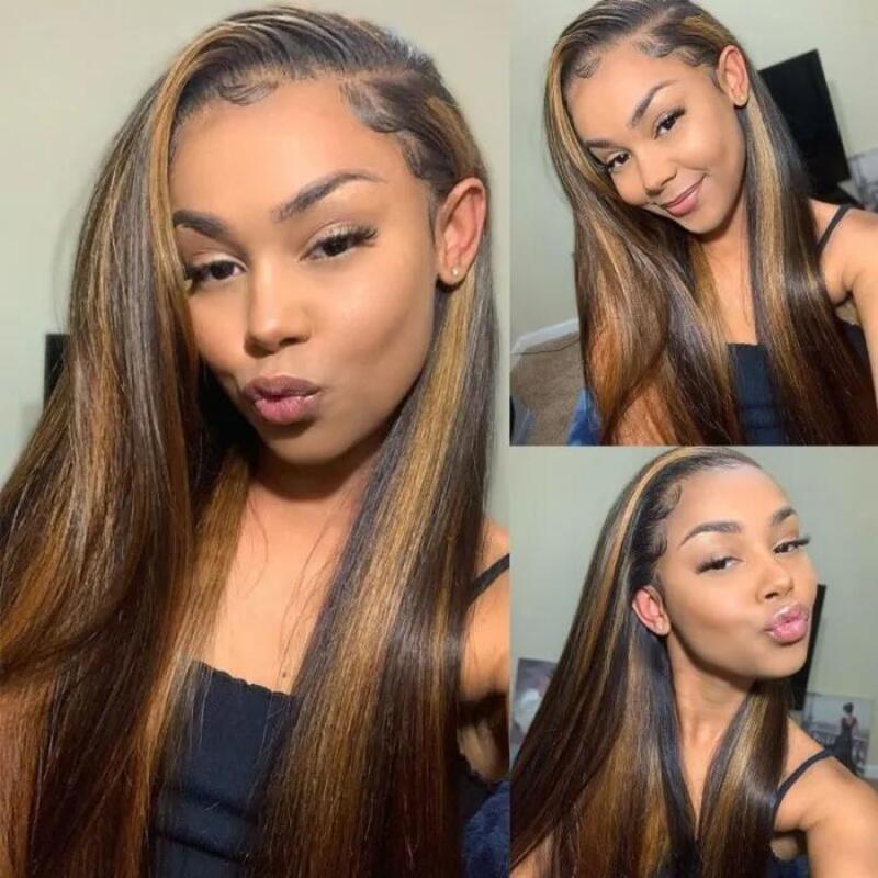 #FB30 Colored Balayage V Part Wigs Straight Hair No Leave Out Upgrade U Part Wig