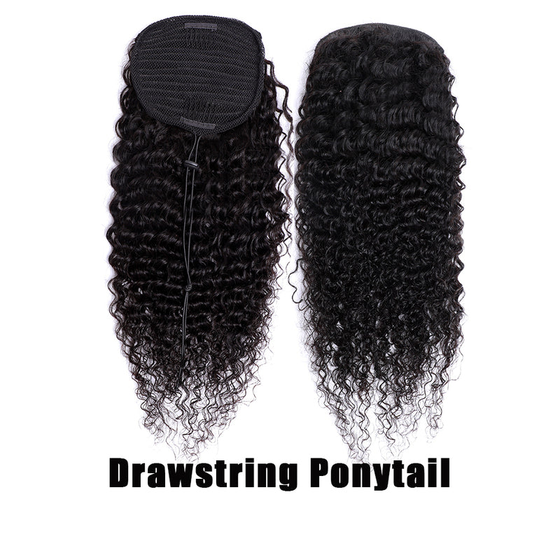 Drawstring Ponytail Deep Wave Ponytail 100% Virgin Human Hair
