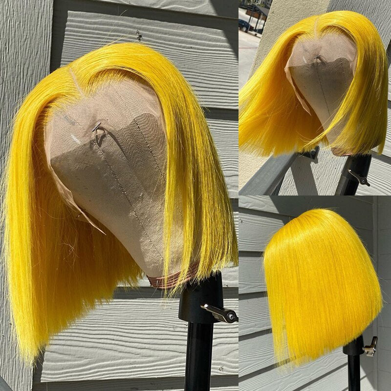 Cheetahbeauty HD Transparent Yellow Colored Bob Wig
