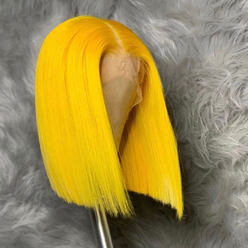 Cheetahbeauty HD Transparent Yellow Colored Bob Wig