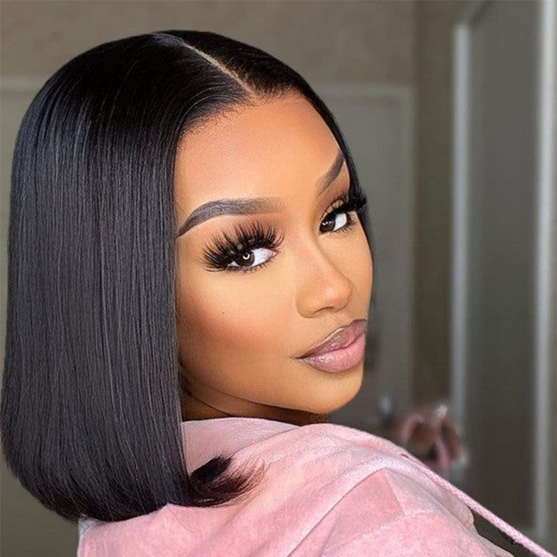 Short Yaki Straight Bob 5x5/13x6 HD Transparent Lace Frontal Wig 100% Human Hair