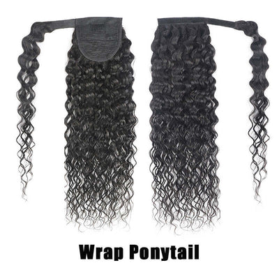 CheetahBeauty Water Wave Wrap Ponytail 100% Human Hair Extension