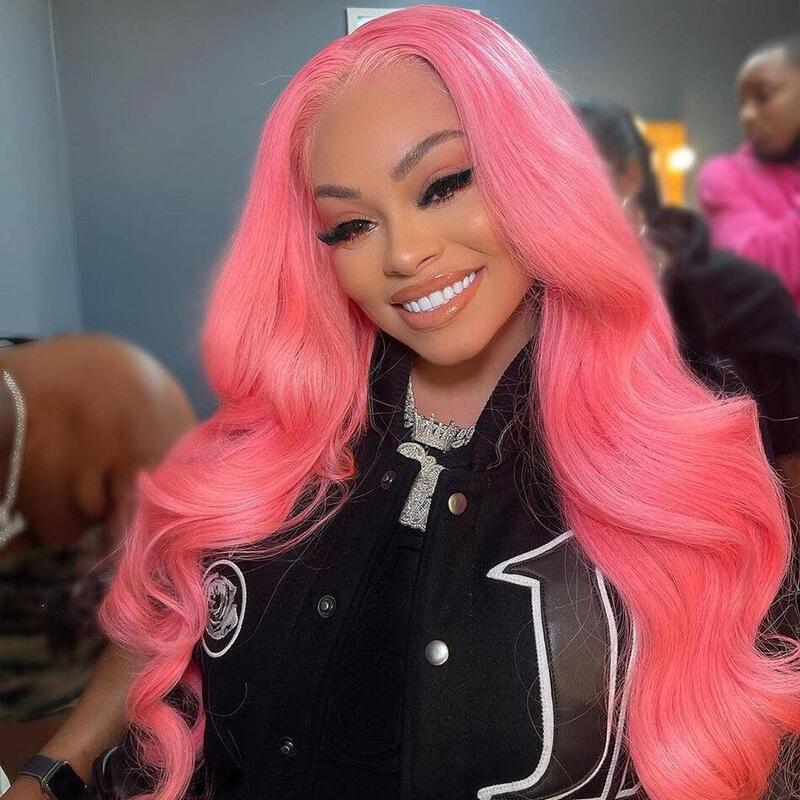 Pink Color Lace Wig Human Hair
