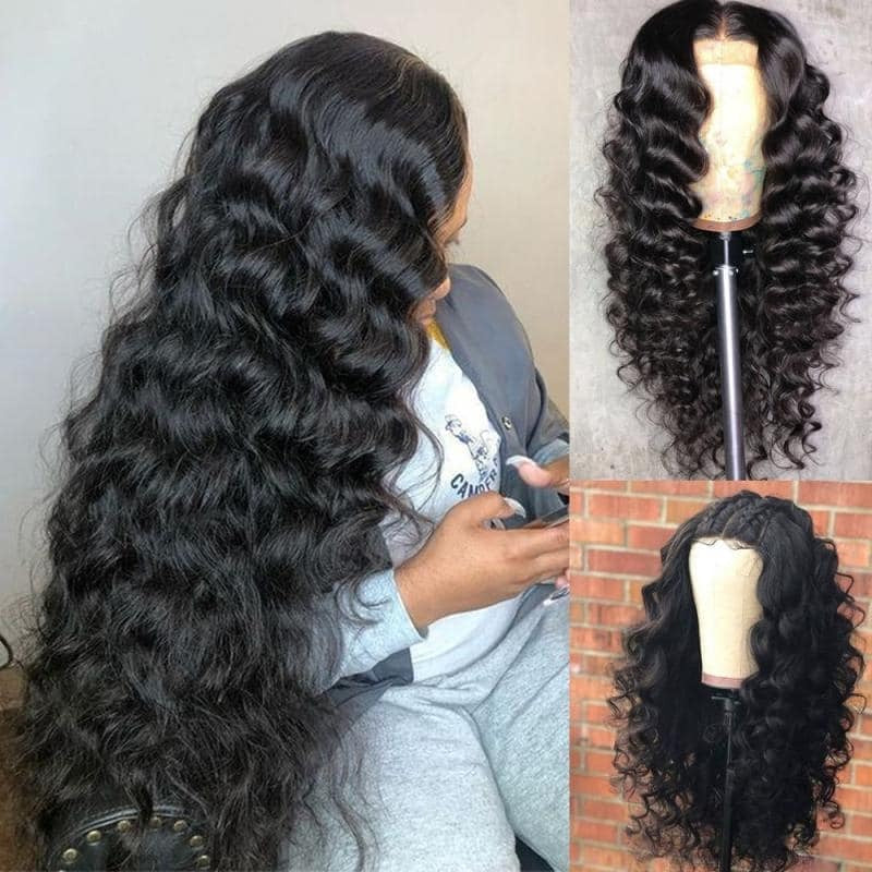Loose Deep 4x4 HD Transparent Lace Closure Wig 100% Virgin Human Hair