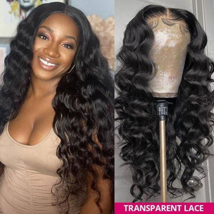 Loose Deep 4x4 HD Transparent Lace Closure Wig 100% Cuticle Aligned Virgin Human Hair