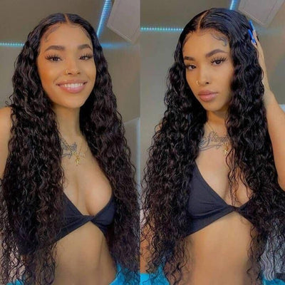 Water Wave Transparent Lace Closure Wig 100% Human Hair Cuticle Aligned