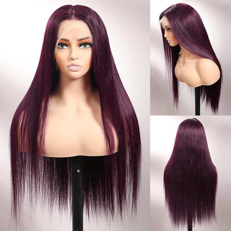 Midnight Dark Purple Pure Colored Body Wave Lace Frontal Wig  New Arrival Dark Purple Color