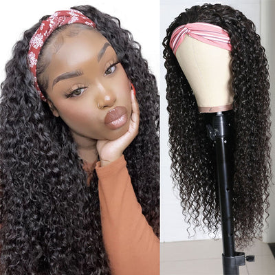 Deep Curly Glueless Headband Wig 100% Virgin Human Hair Wig
