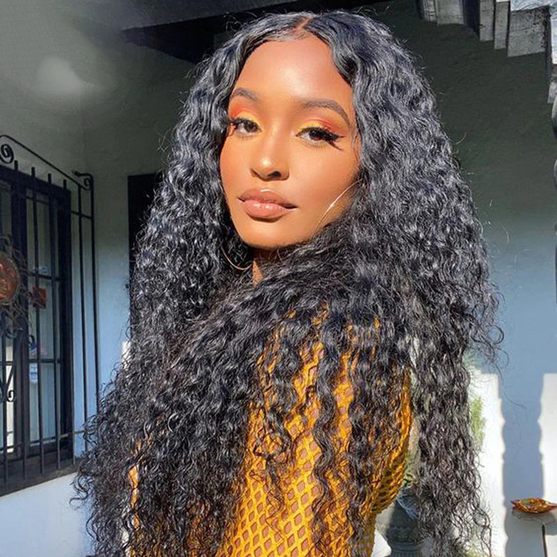 Deep Wave HD Transparent Lace Closure Wig 100% Virgin Human Hair