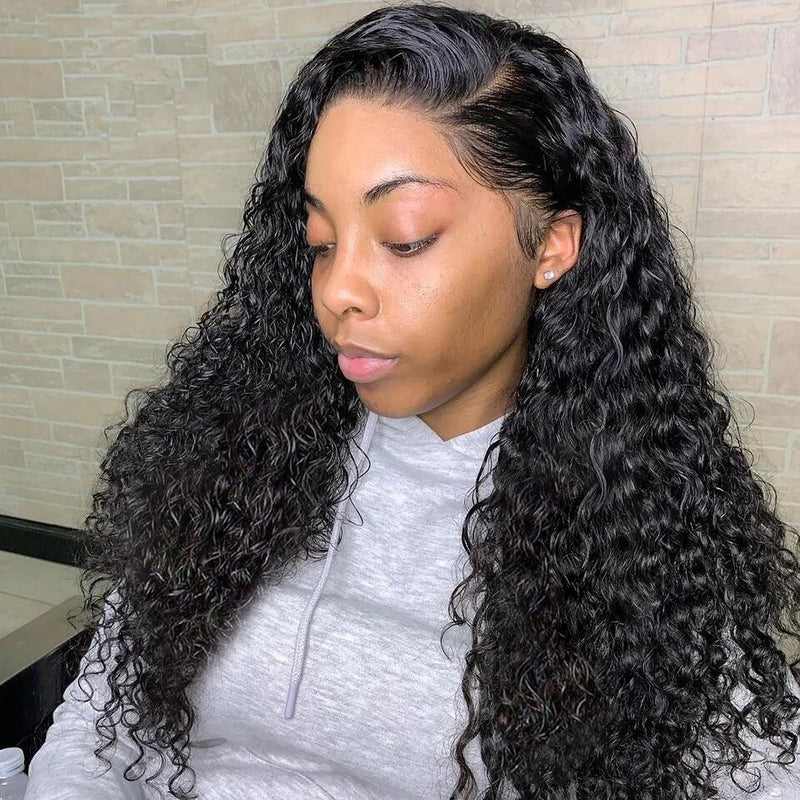 Deep Wave HD Transparent Lace Closure Wig 100% Virgin Human Hair