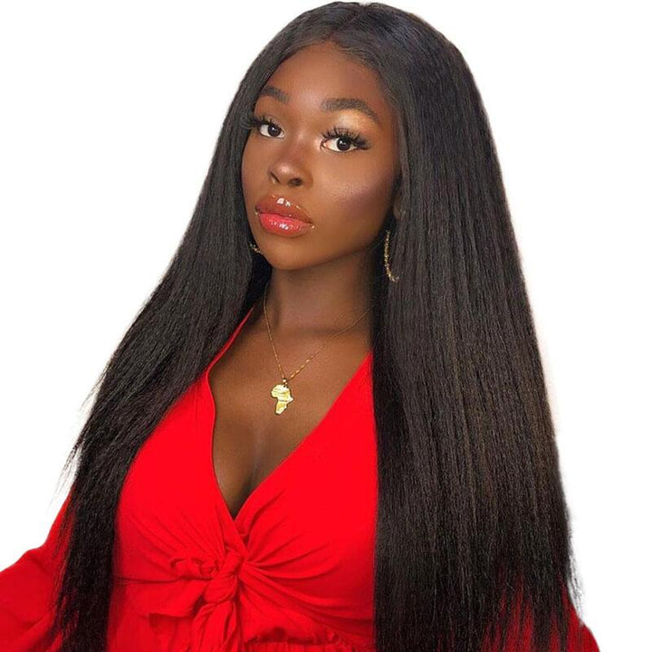 Kinky Straight HD Transparent 13x4 Pre-plucked Lace Frontal Wig
