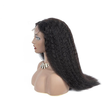 Kinky Straight 4x4 HD Transparent Lace Closure Wig Yaki Straight 100% Virgin Human Hair