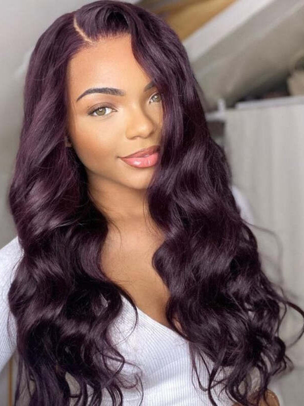 Midnight Dark Purple Pure Colored Body Wave Lace Frontal  display picture 3