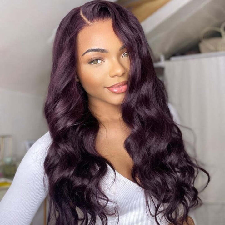 Midnight Dark Purple Pure Colored Body Wave Lace Frontal Wig  New Arrival Dark Purple Color