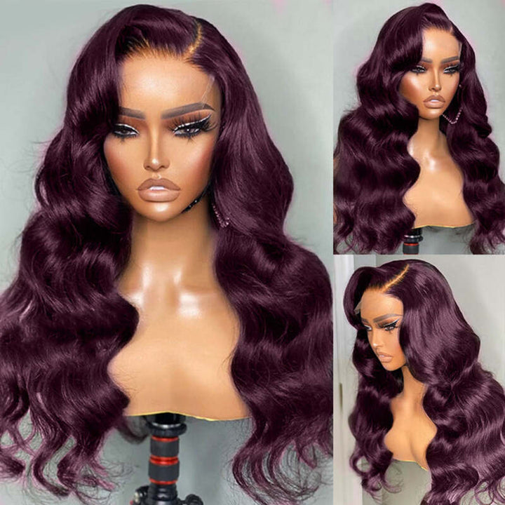 Midnight Dark Purple Pure Colored Body Wave Lace Frontal Wig  New Arrival Dark Purple Color
