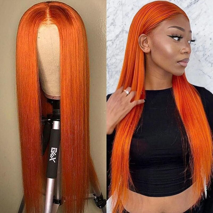 Ginger Color HD Transparent Lace Front Wig 100% Virgin Human Hair