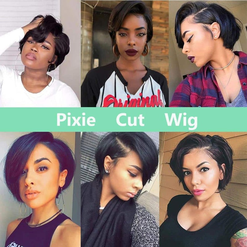 Short Pixie Cut Lace Wig 6 Inch 180% Density Straight Bob Wig