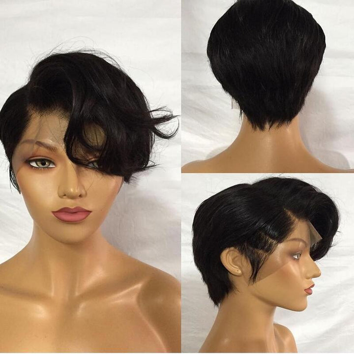 Short Pixie Cut Lace Wig 6 Inch 180% Density Straight Bob Wig