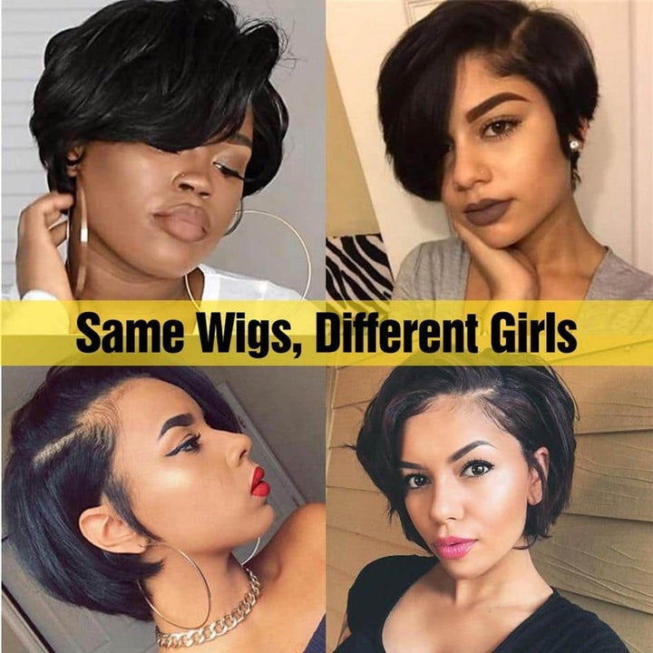 Short Pixie Cut Lace Wig 6 Inch 180% Density Straight Bob Wig