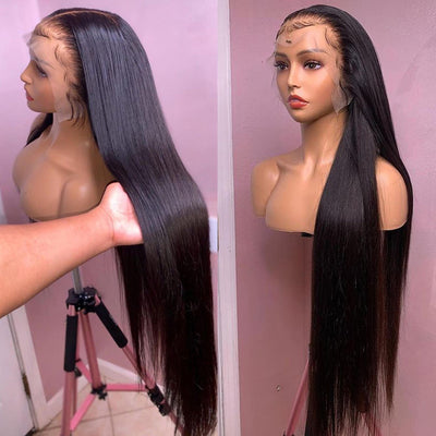 40Inch Straight Human Hair Wig HD Transparent Lace Wig With Baby Hair