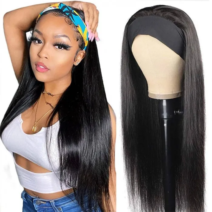Straight Glueless Headband Wig 100% Cuticle Aligned Virgin Human Hair