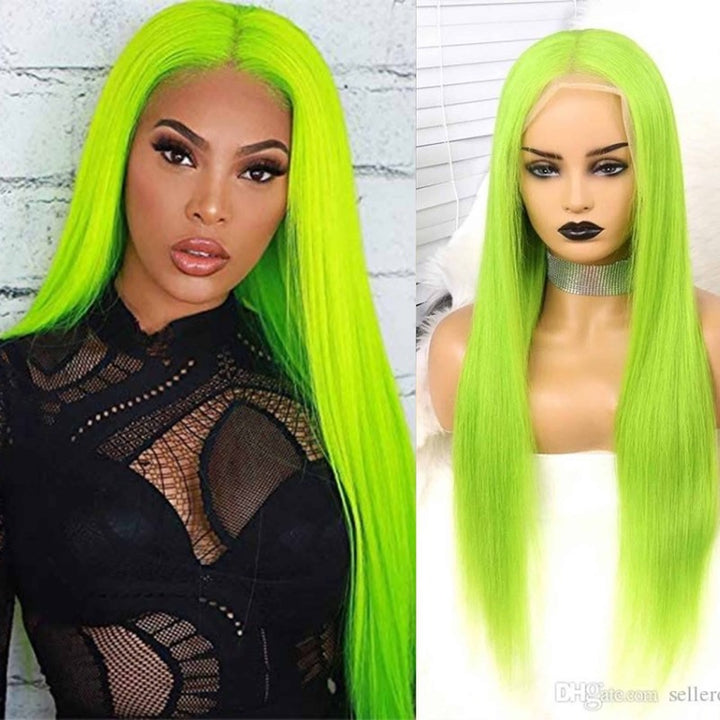 Green Colored HD Transparent Lace Frontal Wig 100% Human Virgin Hair