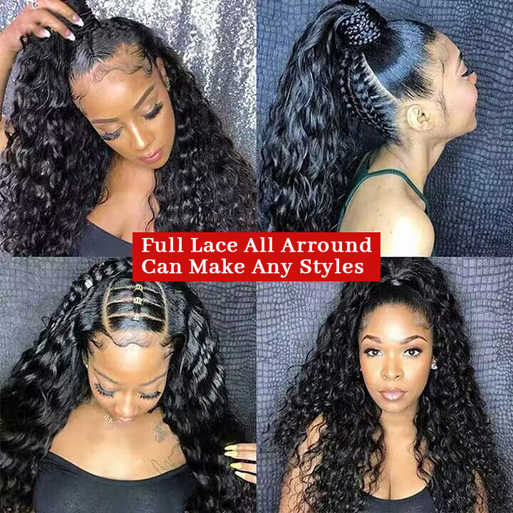 Hot Sale Water Wave Pre-plucked HD Transparent Full Lace Wig 100% Virgin Human Hair