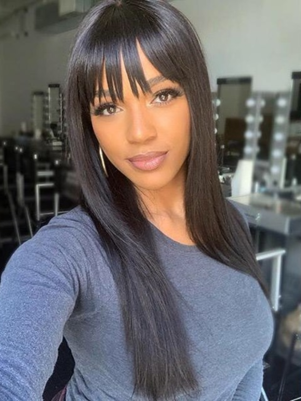 Sale True Scalp | 2x4 Realistic Yaki Straight Wig With Bangs Minimalist Undetectable Lace Wig