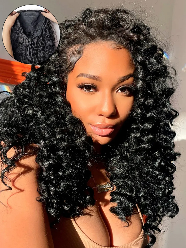Flexi-Fit Yaki Wand Curly Flip Over 3 in 1 Half Wig Glueless Insta Drawstring Wig