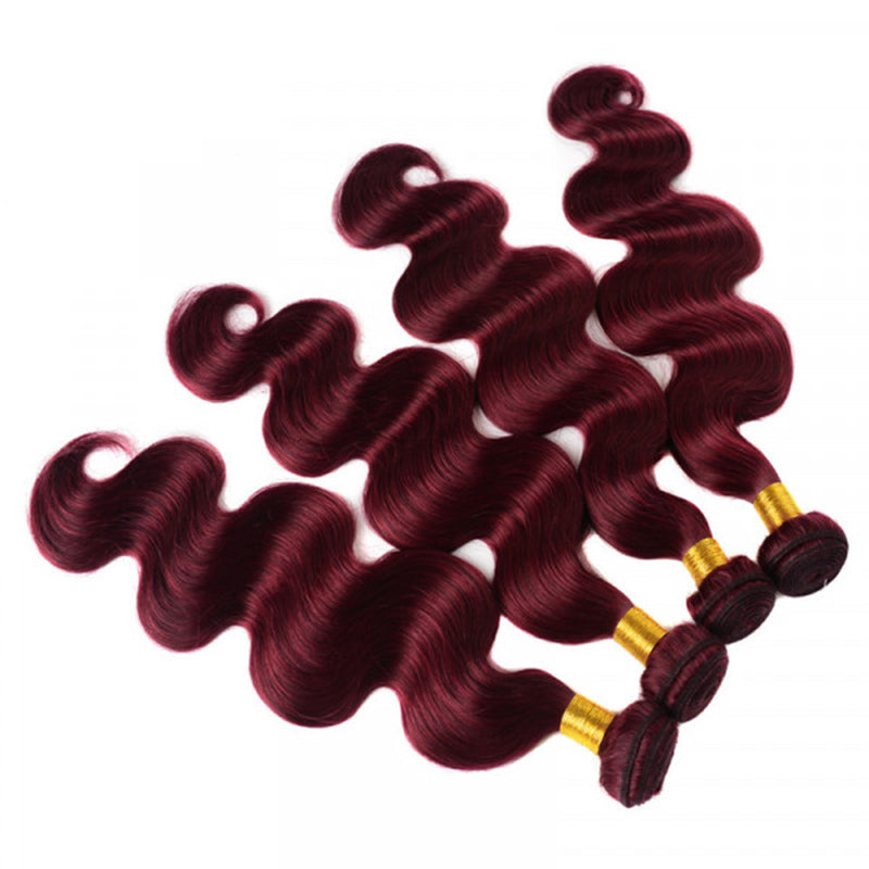 99J Burgundy Body Wave Bundles Deal CheetahBeauty 100% Virgin Human Hair Weave