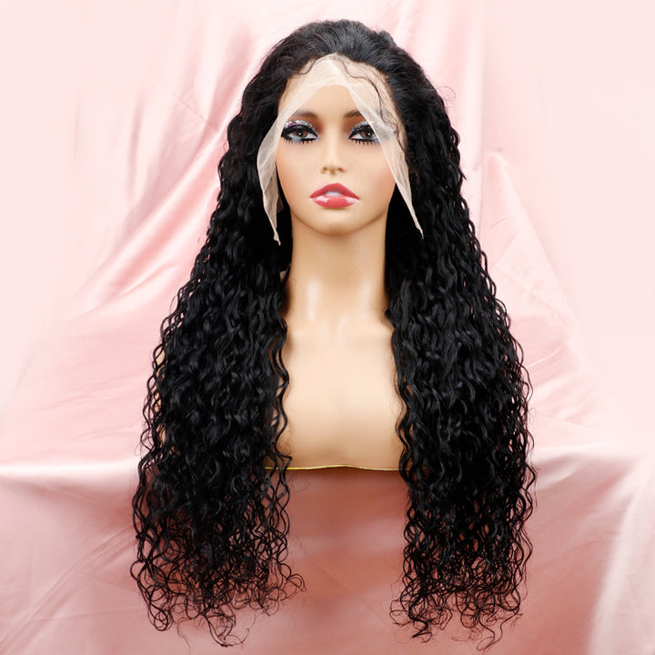 TUME 3A/3B Classic Curl Wigs 250% Full Frontal Lace Wigs Natural Black Human Hair Wigs