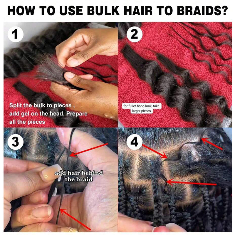 Flash Sale | Deep Wave Braid Hair Bulk 100% Human Hair Extensions Bulk for Braiding 100g
