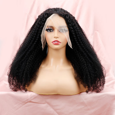 Mongolian Kinky Curly 4C Wigs Afro Kinky Curly 4C 4B Lace Frontal Wigs Natural Black