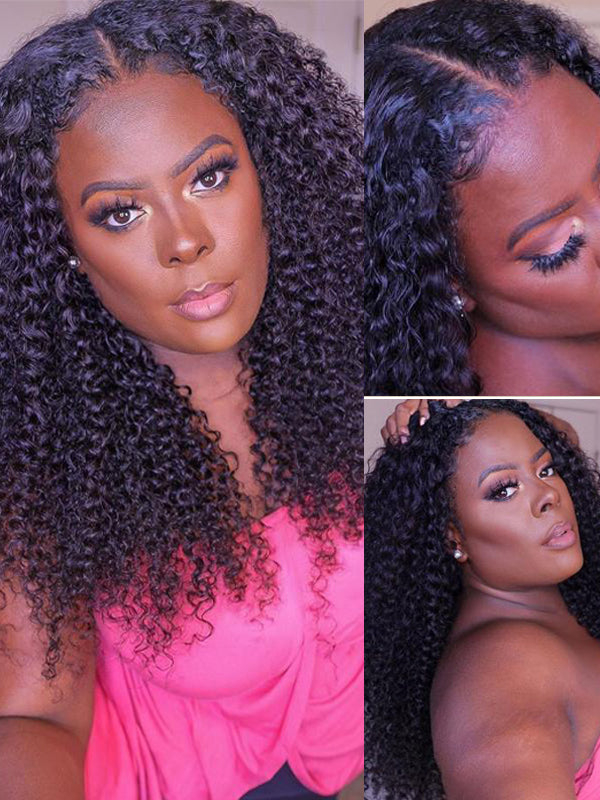 4A/4B  Kinky Curly V Part Wig No Leave Out Upgraded V Part Wig 100% Human Hair