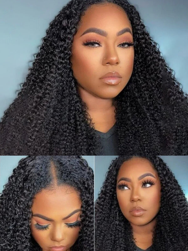 4A/4B  Kinky Curly V Part Wig No Leave Out Upgraded V Part Wig 100% Human Hair