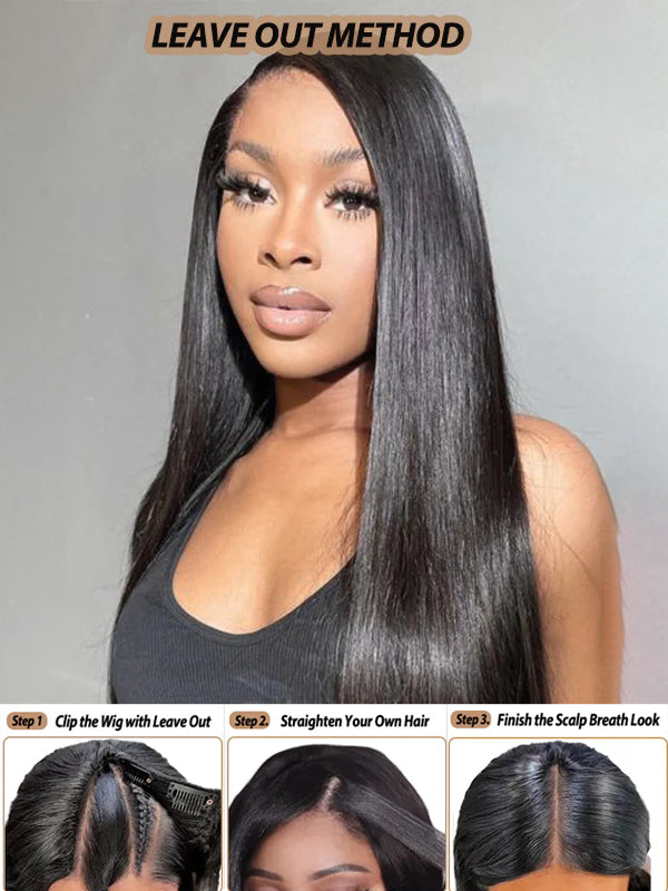Straight V Part Wig No Leave Out Upgraded V Part Wig 100% Human Hair
