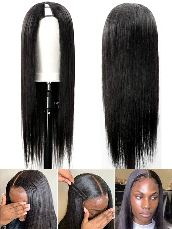 Straight V Part Wig No Leave Out Upgraded V Part Wig 100% Human Hair