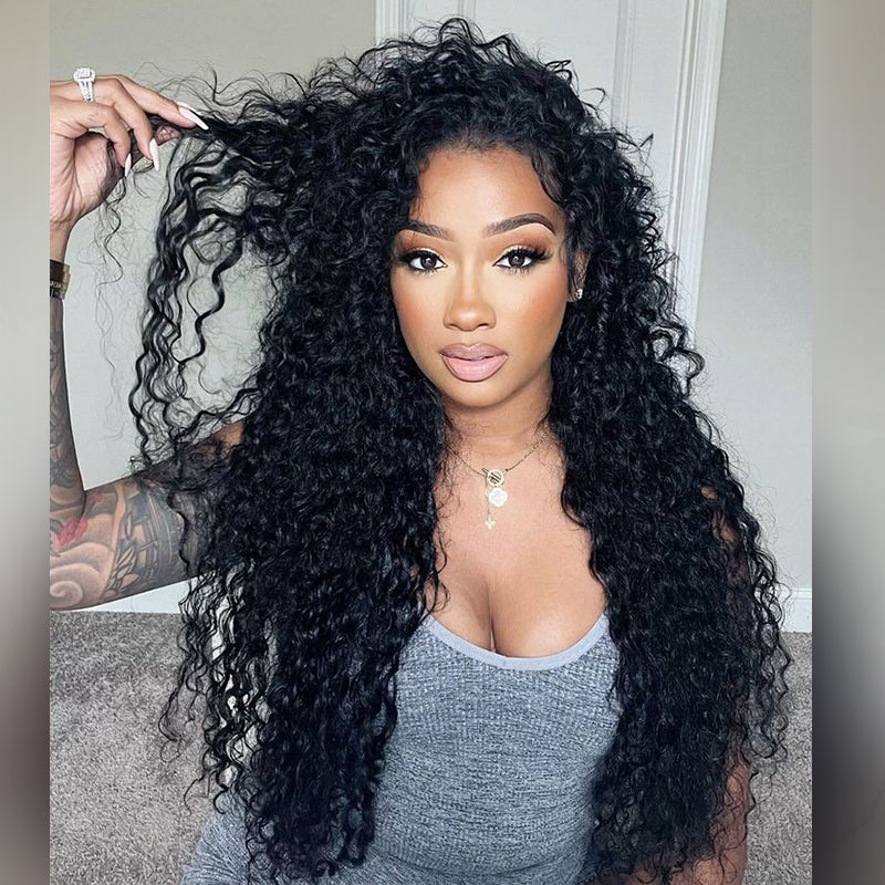 3B Spiral Curl Wigs 250% Full Frontal Lace Wigs 3B 3A Natural Black Human Hair Wigs