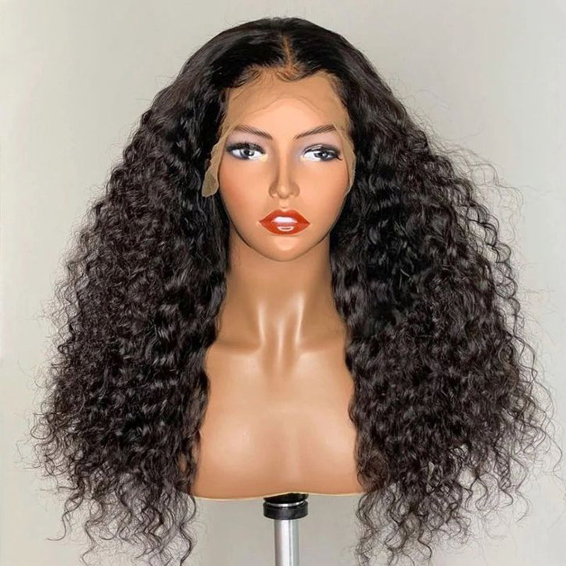 3B Spiral Curl Wigs 250% Full Frontal Lace Wigs 3B 3A Natural Black Human Hair Wigs