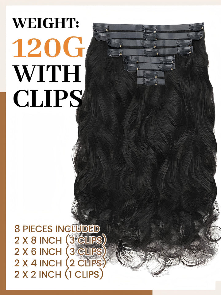 Raw Hair Clip Ins | Yaki Body Seamless PU Weft Raw Hair Extensions 8pcs With 18 Clips