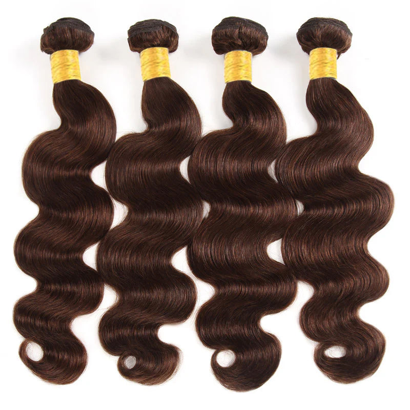 #4 Chocolate Brown Body Wave Bundles Deal 100% Virgin Human Hair Weave