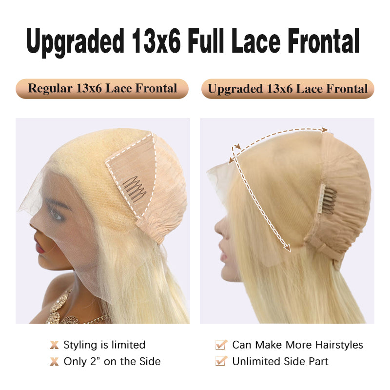 #613 Blonde Upgraded 13x6-Full Lace Frontal Body Wave Lace Wig 100% Human Virgin Hair