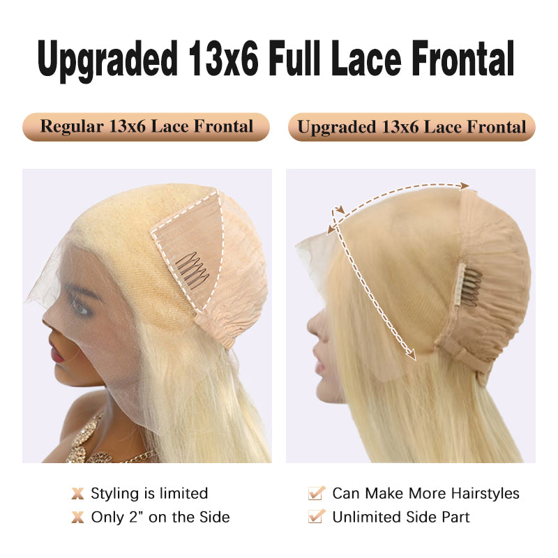 TUME #60 Blonde Straight/Body Wave 13x6 Full Frontal Transparent Lace Human Hair Wigs