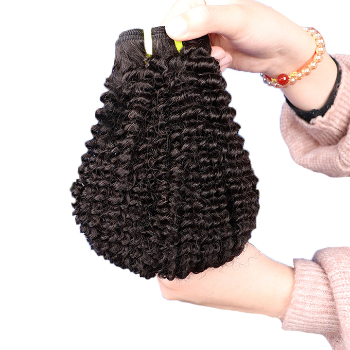 15A | Curly Wave Double Drawn Bundles Kinky Curly Raw Human Hair Bundles, Triple Lifespan