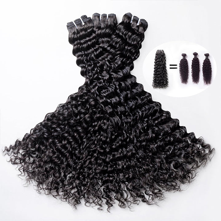 15A | Deep Wave Double Drawn Bundles Raw Human Hair Bundles, Triple Lifespan